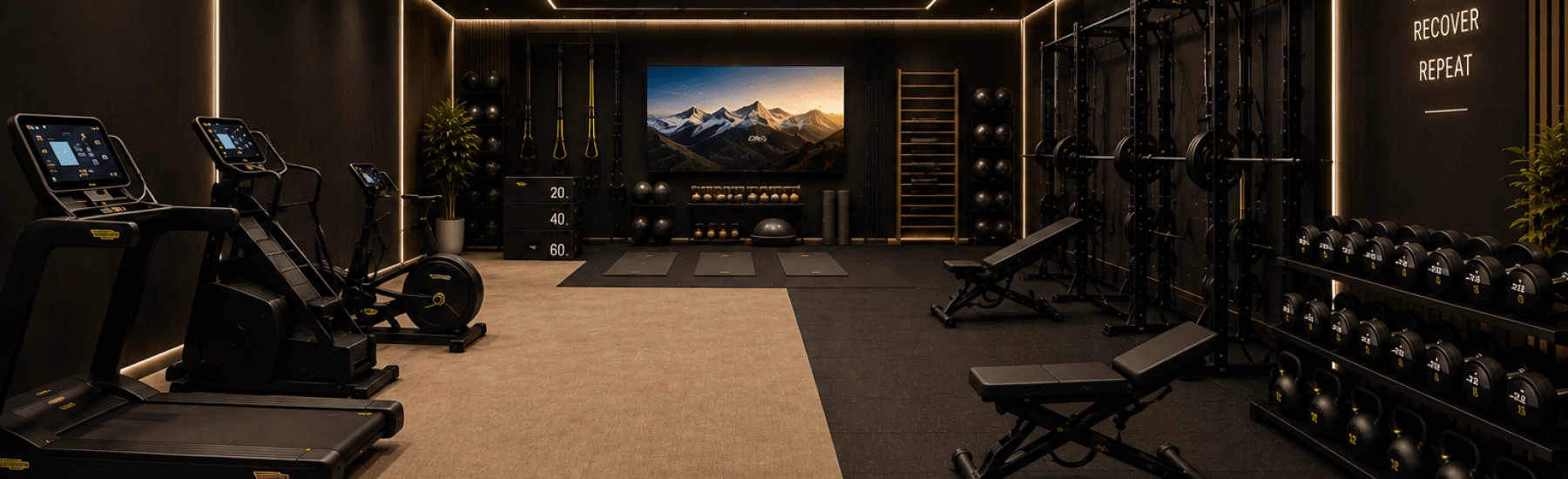 Modern fitness equipment in a sleek room